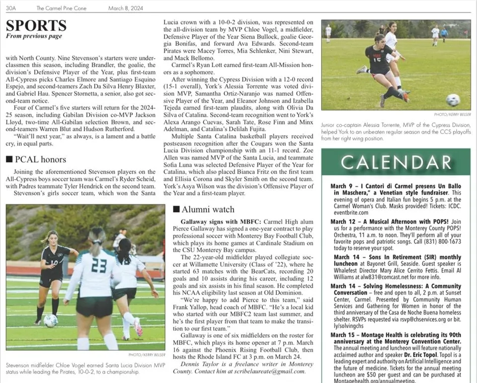 York Girls Soccer Makes the Pine Cone Again!