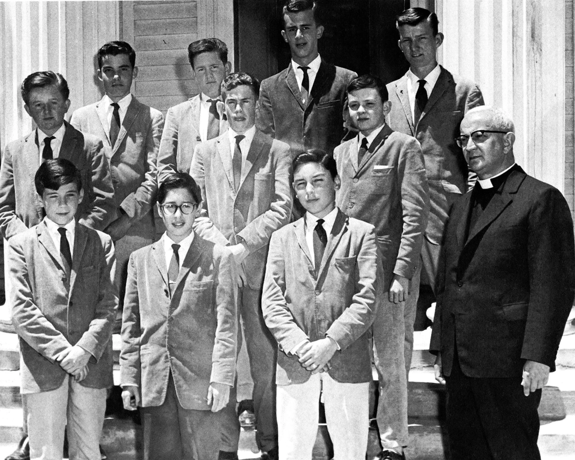 black and white photo of first 7th grade class