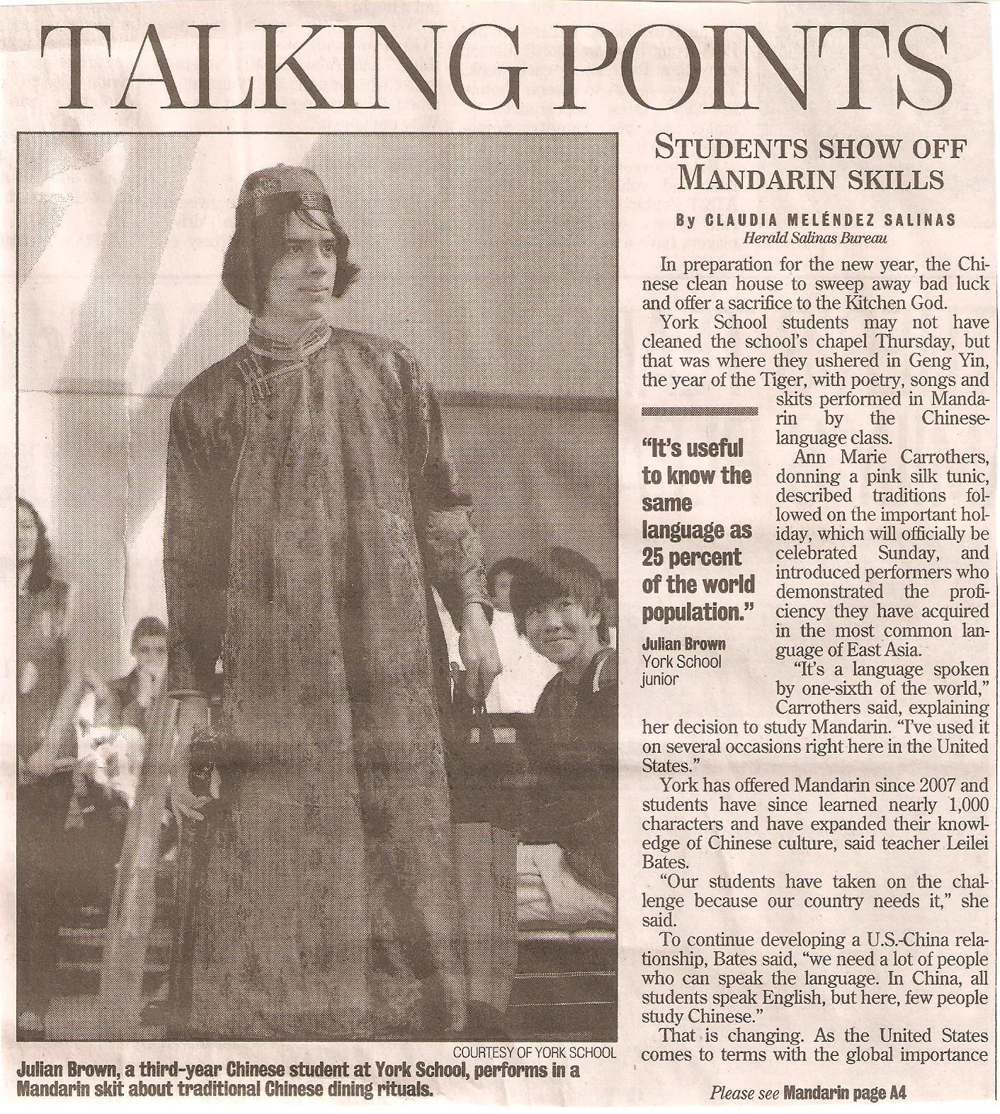 scan of newspaper article