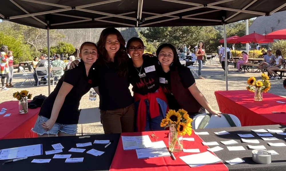 York students at a school booth