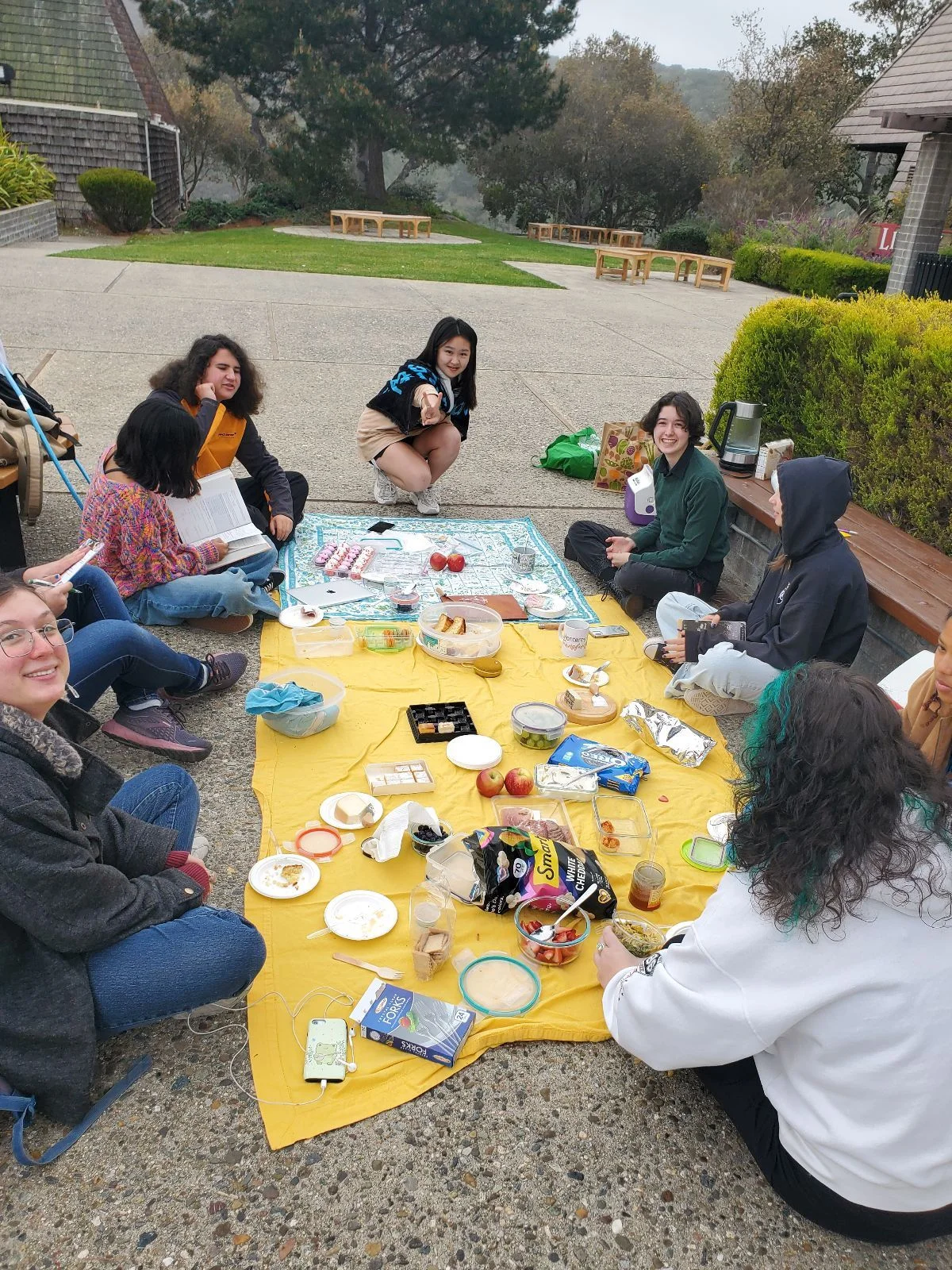 group of students having a picnic